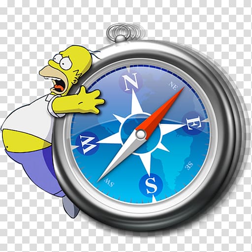 Homer Simpson and compass illustration, alarm clock home accessories electric blue, Safari transparent background PNG clipart