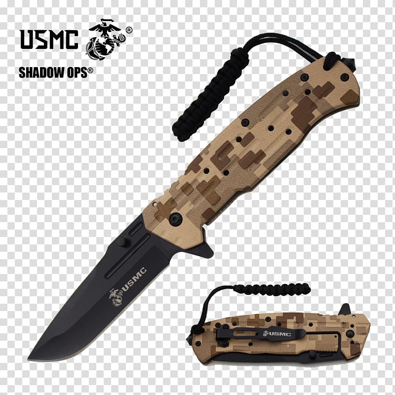 Utility Knives Pocketknife Serrated blade United States Marine Corps, survival skills hunting transparent background PNG clipart