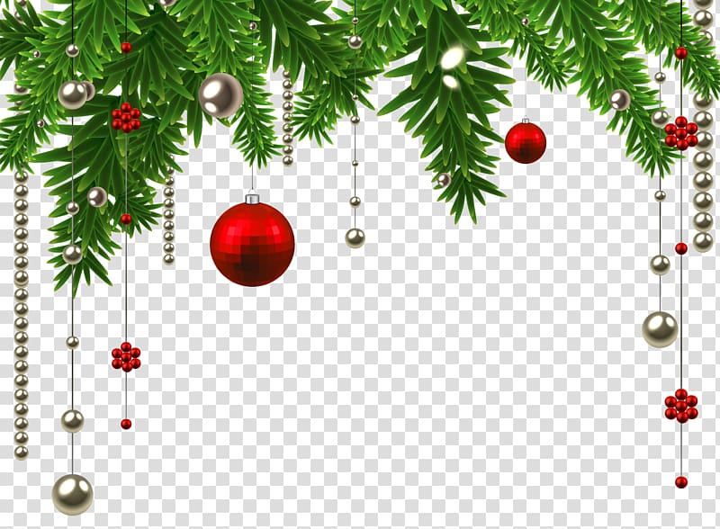 Christmas decoration Christmas ornament Christmas tree, Christmas Hanging Ball Decoration , red and silver bauble illustration transparent background PNG clipart