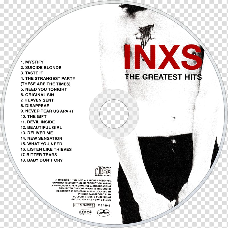 Compact disc INXS The Greatest Hits Elegantly Wasted Album, Wasted transparent background PNG clipart