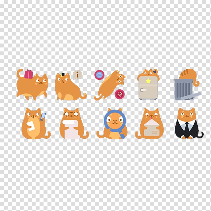 Cat Icon, A variety of small yellow cat costume transparent background PNG clipart