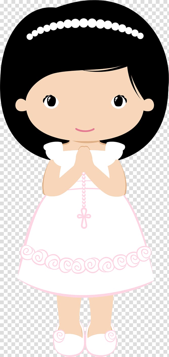 girl in sleeveless dress illustration, First Communion Eucharist Baptism, child transparent background PNG clipart