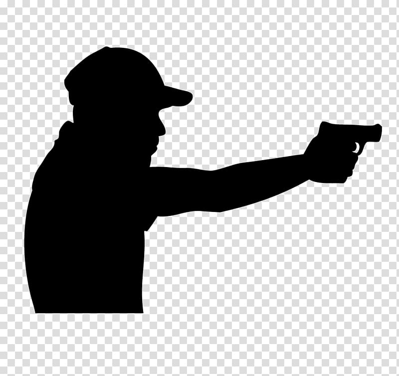 Metallic silhouette shooting Gun, Silhouette transparent background PNG clipart