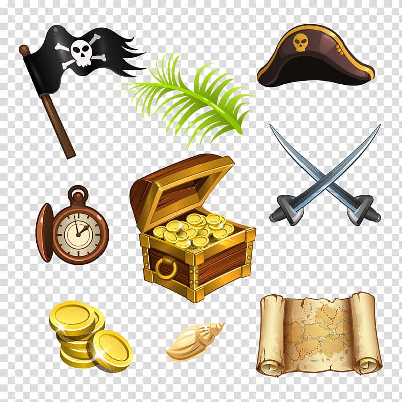 Free Download Pirate Art Illustration Collage Treasure Island