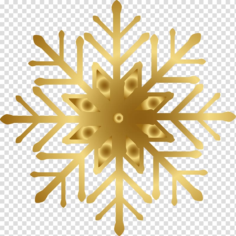 Snowflake, Golden snowflake transparent background PNG clipart