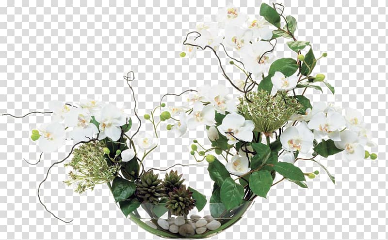 white and green flowers, Floral design Flower bouquet Glass Arrangement, White flower glass flower transparent background PNG clipart
