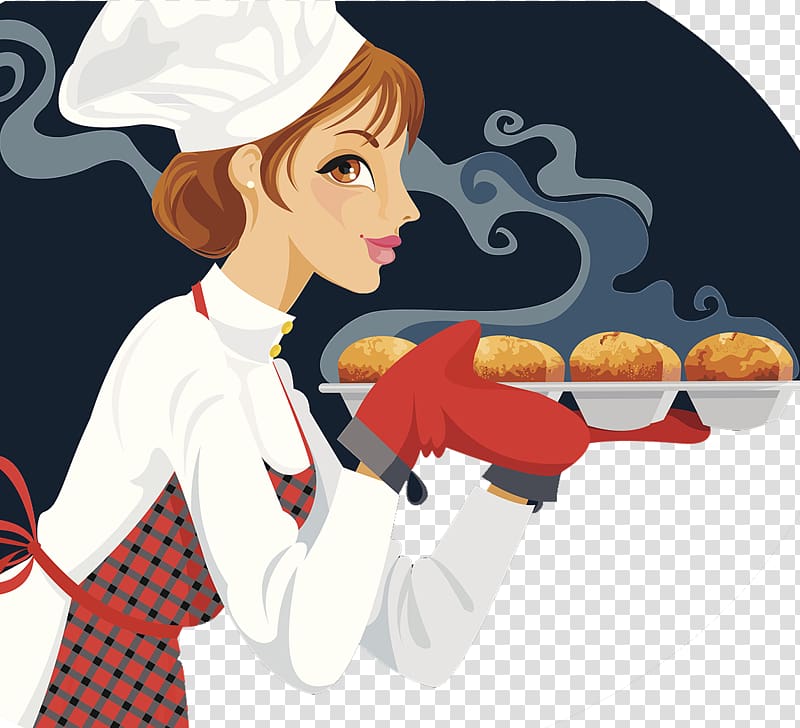 woman carrying baked bread illustration, Cheesecake Cupcake Bakery Baking, Cake baking transparent background PNG clipart