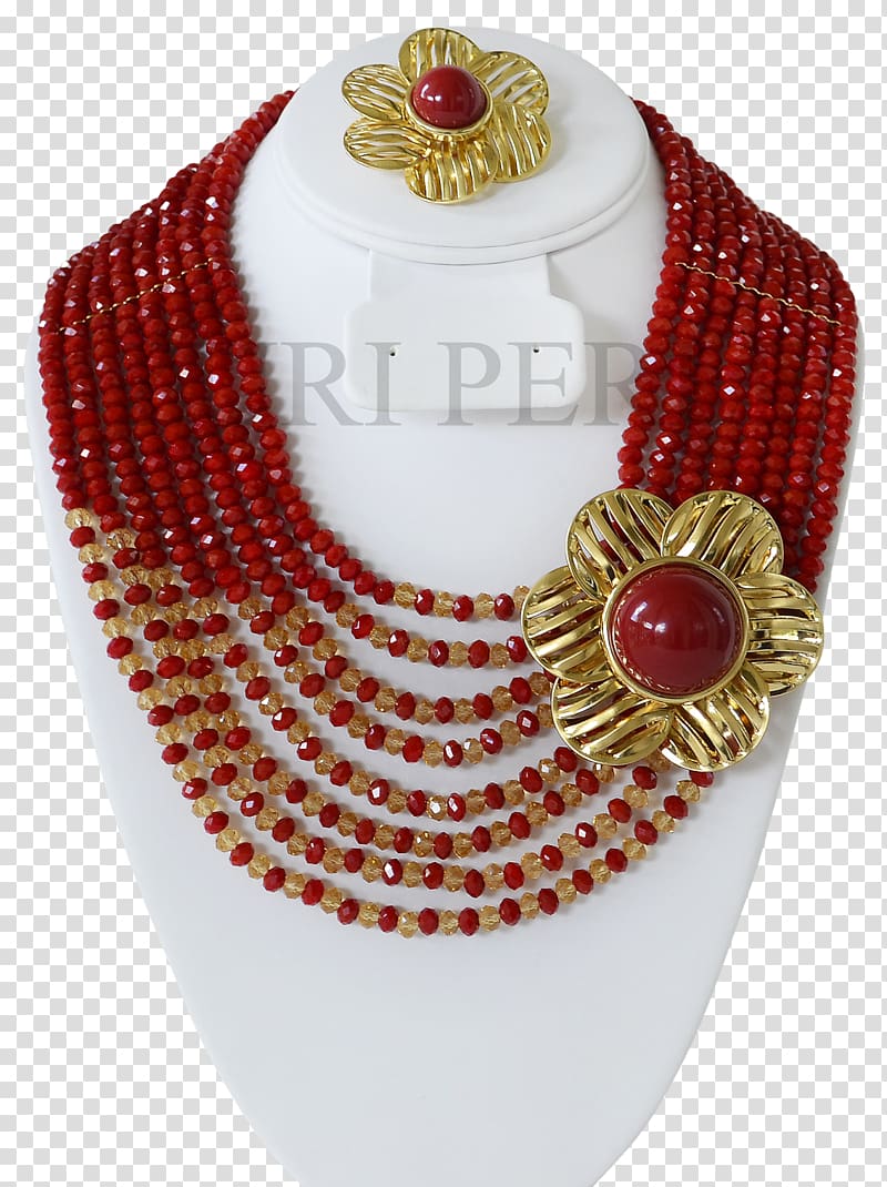 Bead Nigeria Wedding Jewellery Necklace, gold beads transparent background PNG clipart