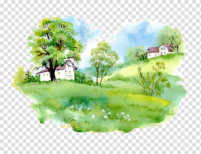 Watercolor painting Drawing, nature watercolor transparent background PNG clipart