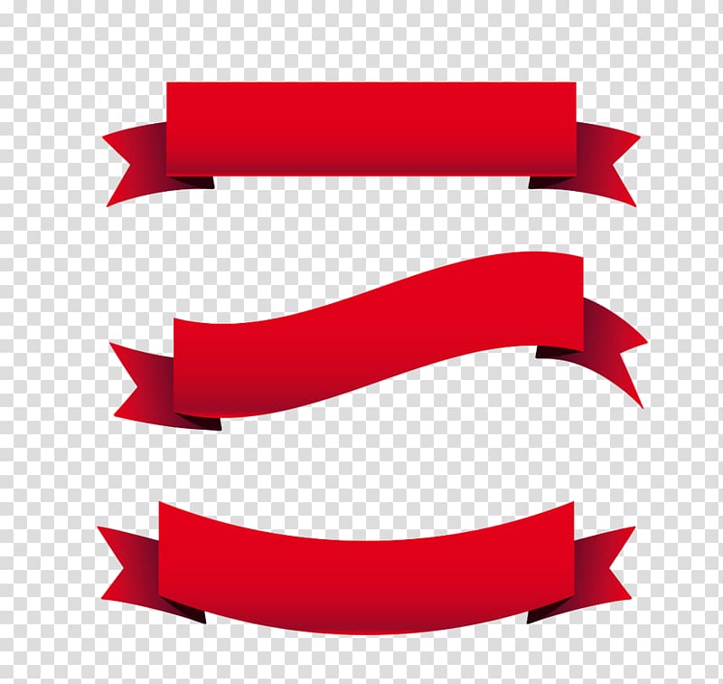 three red ribbons , Illustration, Red ribbon decoration transparent background PNG clipart