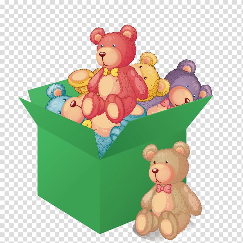 Illustration, bear a box transparent background PNG clipart