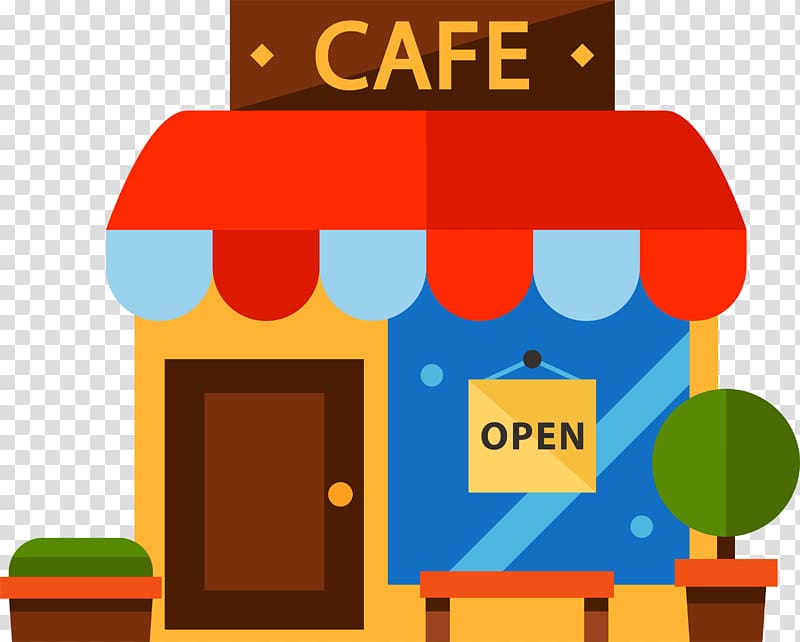 cafe store art, Cafe Restaurant, Cartoon color coffee house transparent background PNG clipart