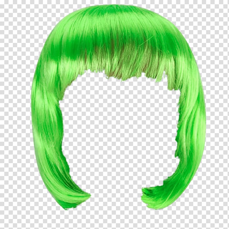 of green hair wig illustration, Wig Green Bob transparent background PNG clipart