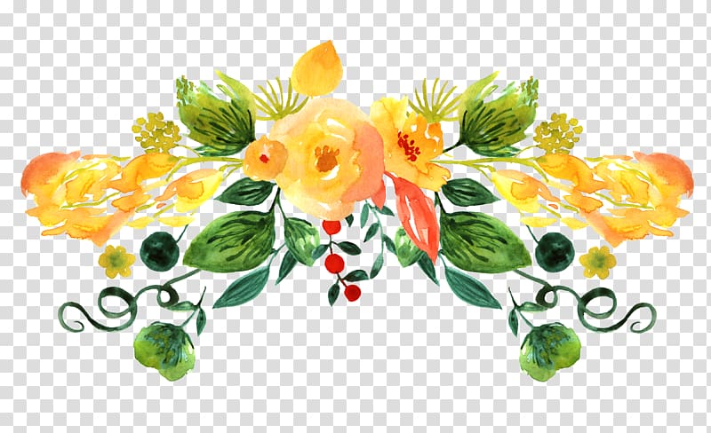 hand painted watercolor flower decoration pattern transparent background PNG clipart