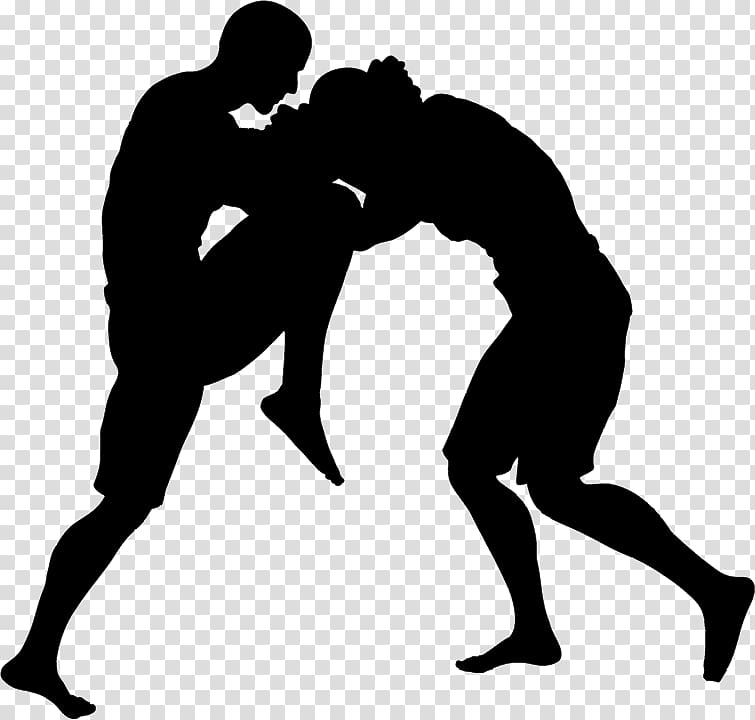silhouette of two men fighting each other illustration, Muay Thai Mixed martial arts American Top Team East Orlando Grappling, mixed martial arts transparent background PNG clipart