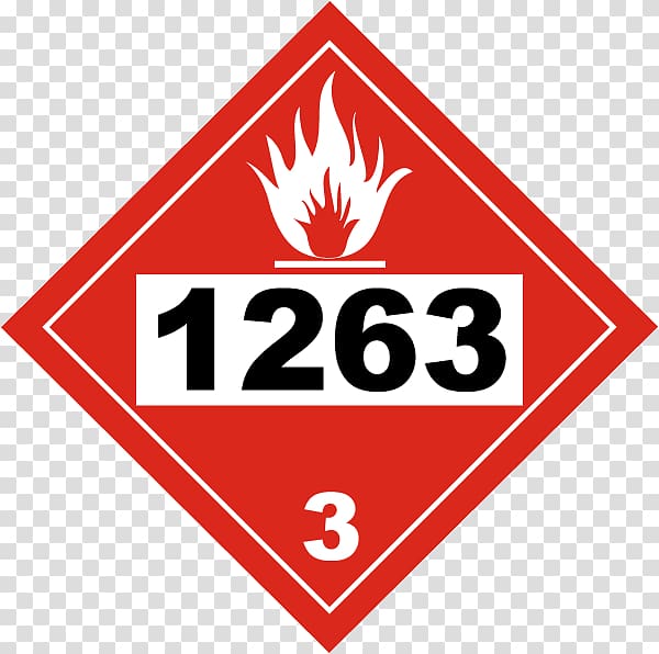 HAZMAT Class 3 Flammable liquids UN number Placard Dangerous goods, others transparent background PNG clipart