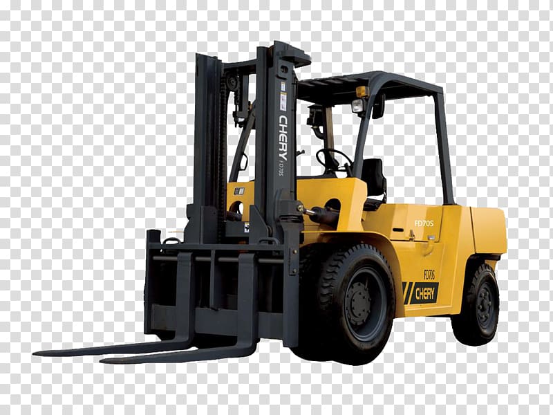 black and yellow fork lift, Forklift Alarm device Heavy equipment Vehicle Machine, Forklift products in kind to avoid the material transparent background PNG clipart
