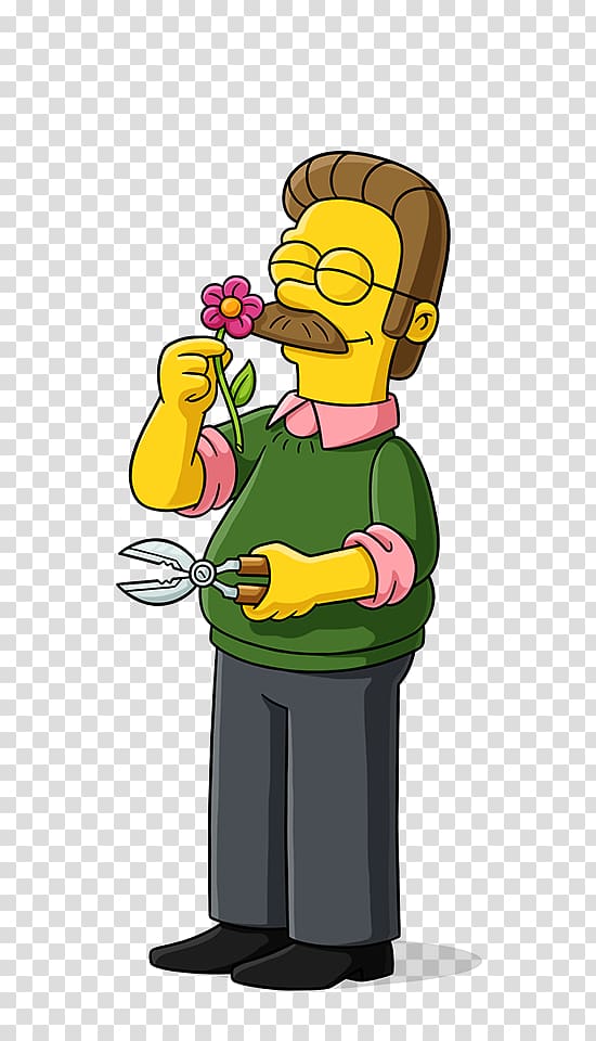 Simpson character illustration, Ned Flanders Marge Simpson Homer Simpson Krusty the Clown Bart Simpson, the simpsons transparent background PNG clipart