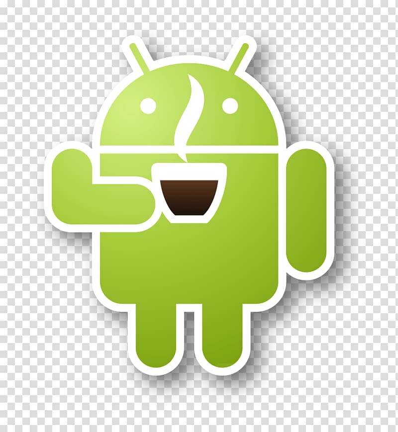 Android holding coffee cup art, Android Robot Coffee transparent background PNG clipart