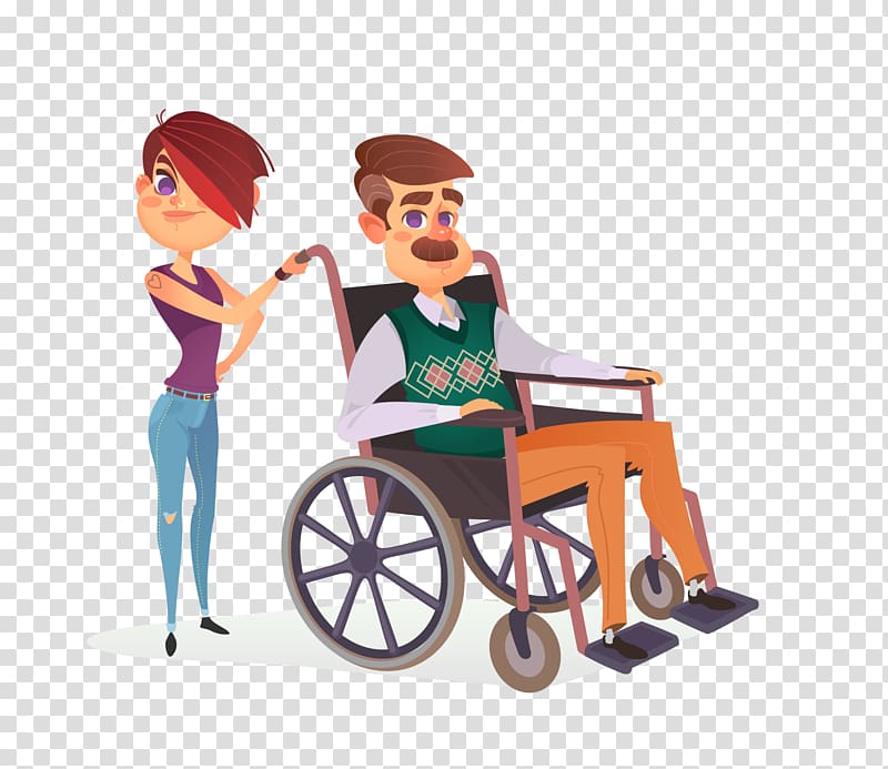 Disability Wheelchair Illustration, Grandpa in a wheelchair transparent background PNG clipart