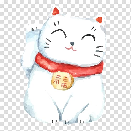 Japan Cat Maneki-neko Drawing, Hand-painted Lucky Cat transparent background PNG clipart