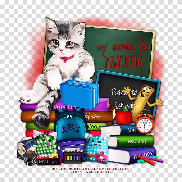 Kitten Cat Canapé Toy Cushion, School time transparent background PNG clipart