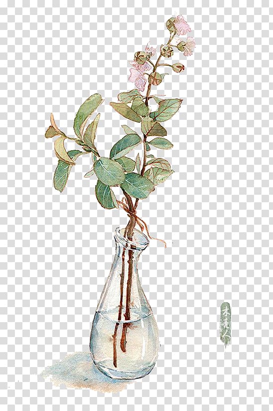 white petaled flowers in clear vase art, Watercolor painting Vase Flower Illustration, Watercolor flowers transparent background PNG clipart
