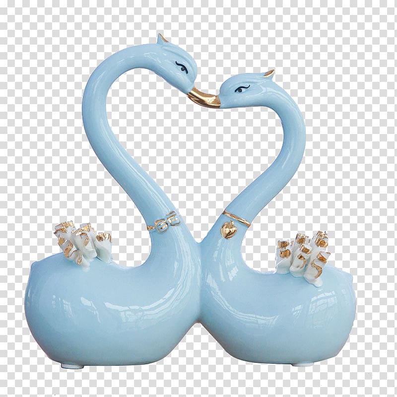 Cygnini Ceramic Decorative arts Craft Porcelain, Blue Swan Decoration transparent background PNG clipart