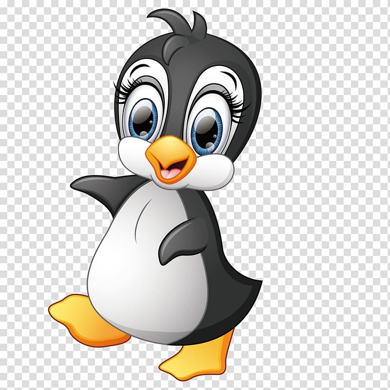 cute penguin cartoon black and white