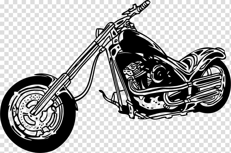 chopper motorcycle clipart black and white