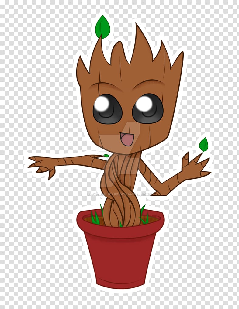Baby Groot Art Drawing, potted plant transparent background PNG clipart