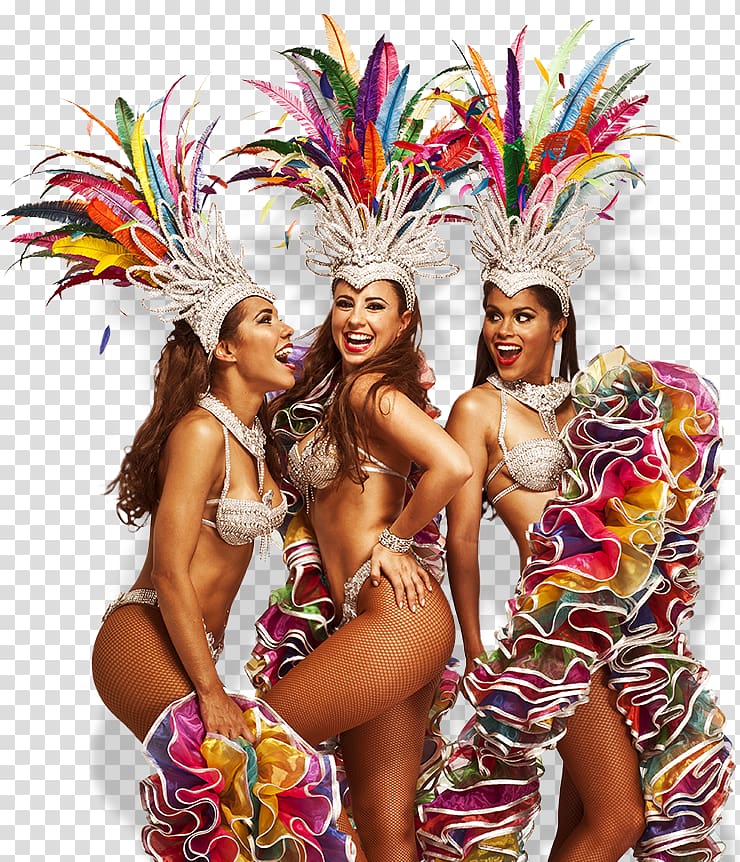 three woman dancing in costumes, Brazilian Carnival Samba Dance, carnival transparent background PNG clipart