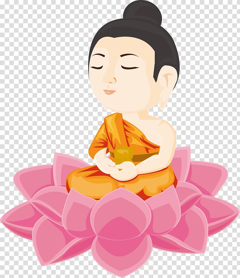 woman sitting on lotus flower illustration, Icon, sky Sakyamuni transparent background PNG clipart