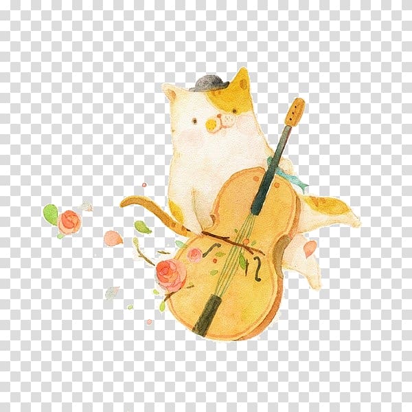 Cats T-shirt Cello Violin, Kitten and violin transparent background PNG clipart