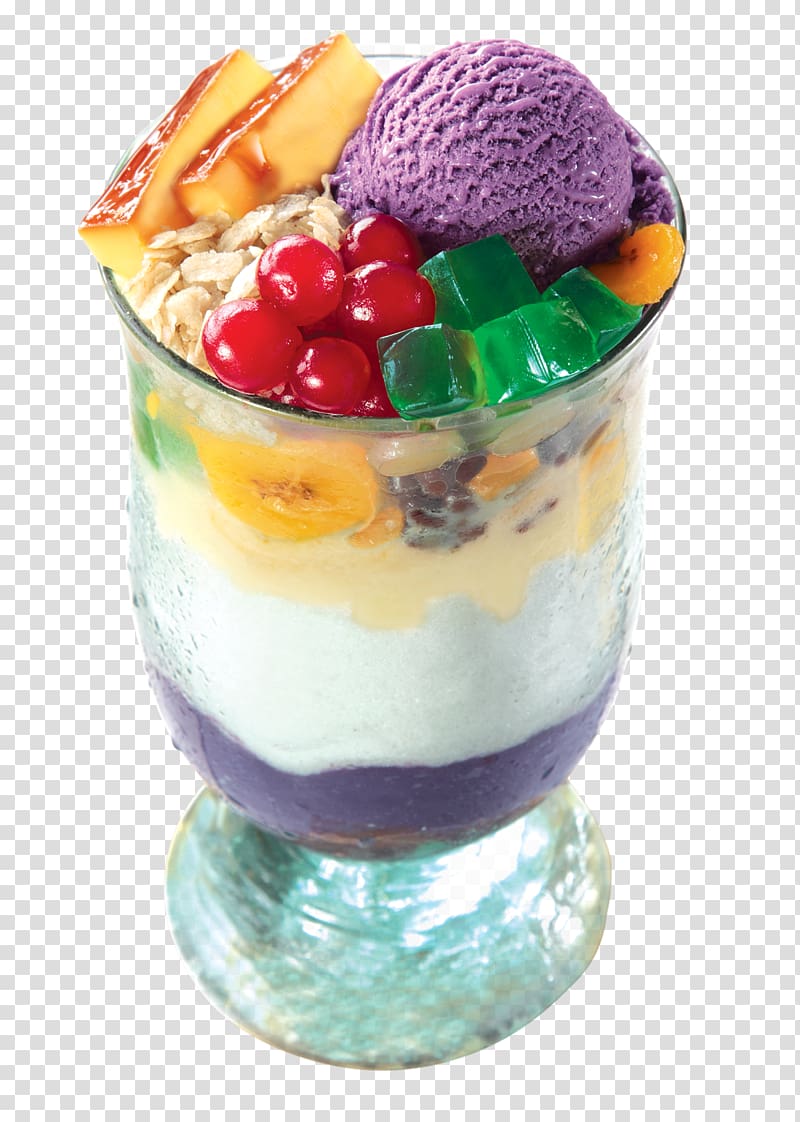 dessert in bottle, Ice cream Halo-halo Filipino cuisine Shaved ice Ube halaya, halo transparent background PNG clipart