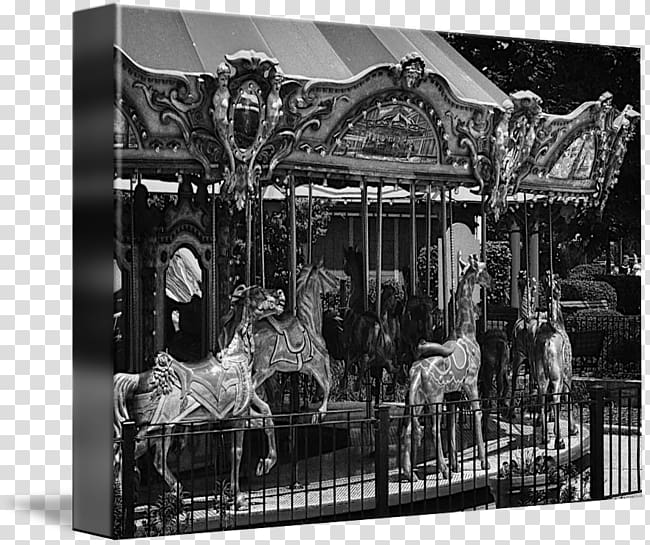 Amusement park Monochrome Carousel, merry go round transparent background PNG clipart
