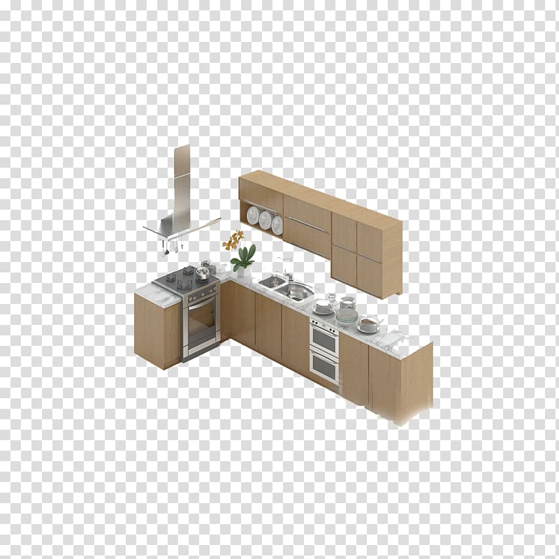 3D computer graphics 3D modeling Interior Design Services, 3D Kitchen transparent background PNG clipart