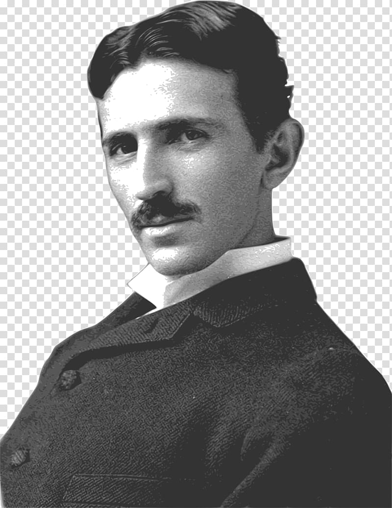 man in black top, Nikola Tesla Side View transparent background PNG clipart