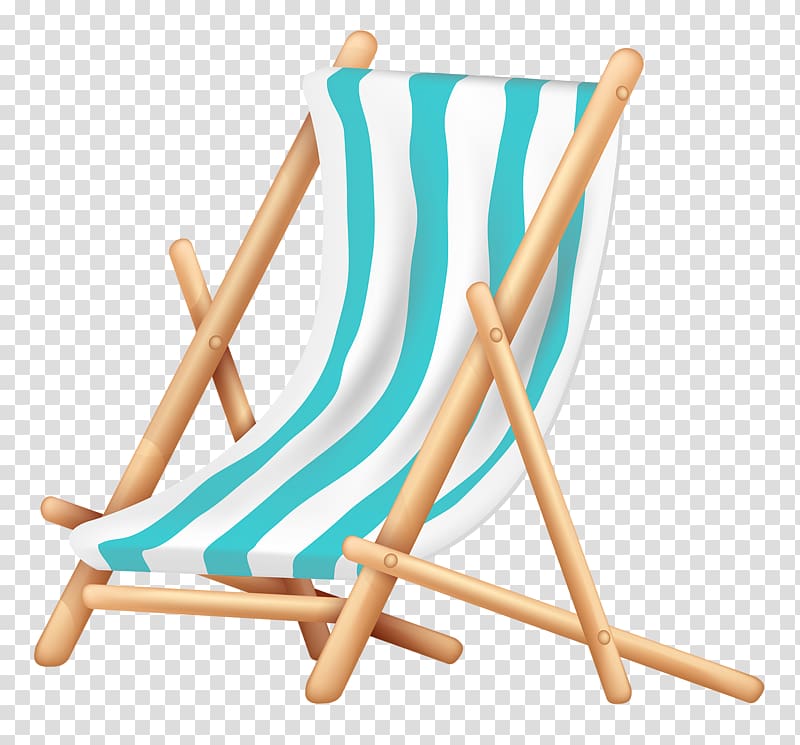 Deckchair Illustration, Blue lounge chair transparent background PNG clipart