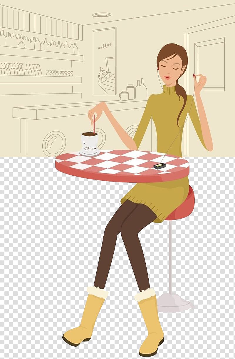 hand-painted people sitting on the bar transparent background PNG clipart