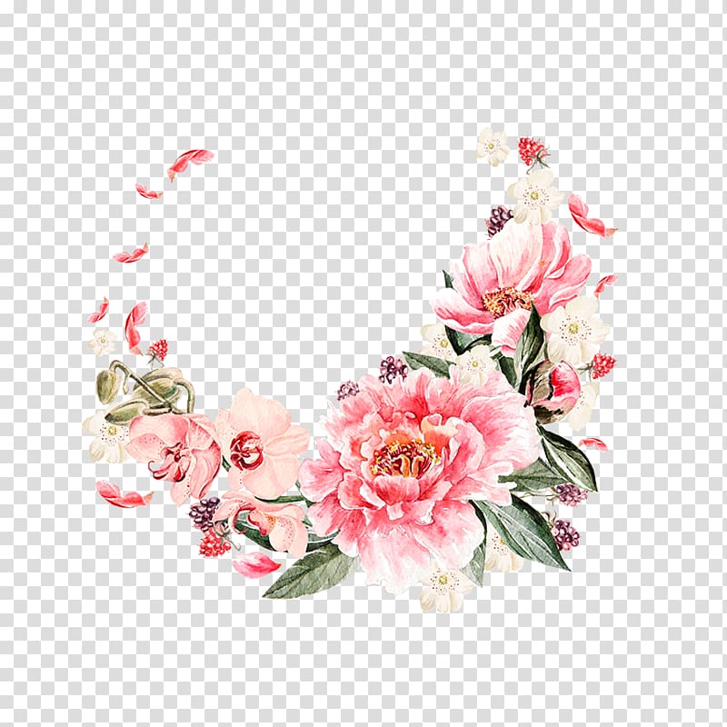 Moutan peony Cut flowers, Hand-painted peony flowers, pink rose illustration transparent background PNG clipart