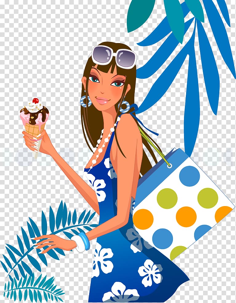 Fashion Graphic design , Eating ice cream fashion beauty material transparent background PNG clipart