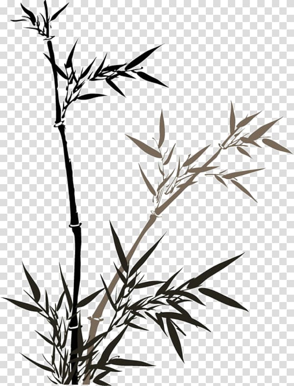 Bamboo Ink wash painting Chinese painting Inkstick, Hand-painted bamboo material transparent background PNG clipart