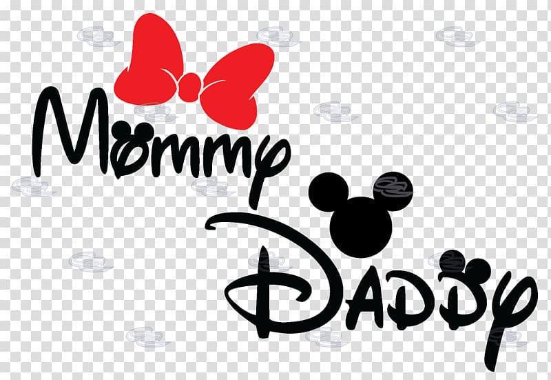 Mommy Daddy Mickey and Minnie Mouse-themed decor text overlay, Mickey Mouse Minnie Mouse Daisy Duck T-shirt Iron-on, daddy transparent background PNG clipart