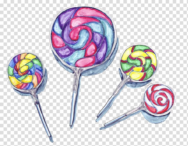 Lollipop Gummy bear Watercolor painting Candy, Lollipop transparent background PNG clipart