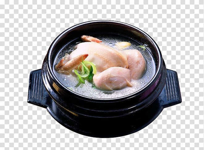 Samgye-tang Chicken soup Korean cuisine Chinese cuisine, Free Samgyetang creative pull transparent background PNG clipart