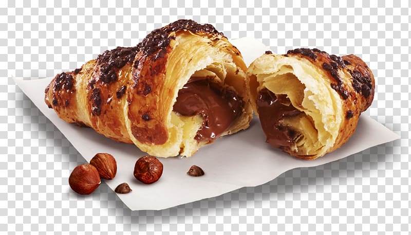 Croissant Pain au chocolat Danish pastry Viennoiserie Milk, hazelnut transparent background PNG clipart