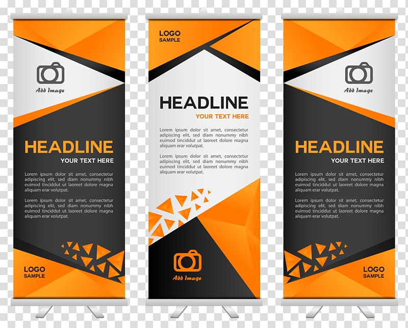 three Headline logo samples , Orange black X exhibition transparent background PNG clipart