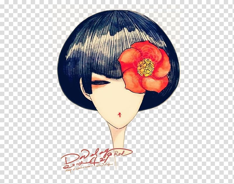 Illustrator Fashion Hairstyle Illustration, Japanese girl transparent background PNG clipart