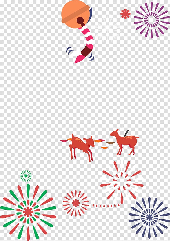 Fireworks , Red cartoon bells deer decoration pattern transparent background PNG clipart